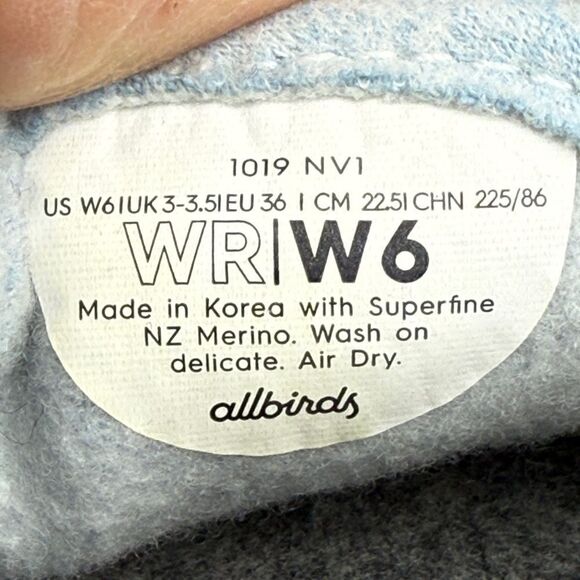 Allbirds Merino Wool Runners Womens Sz 6 Frost Baby Blue Low Top Comfort Sneaker - Picture 6 of 11